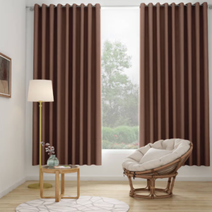 Blackout Solid Door Curtains - 7 feet, Keoti - Rust Brown, Set of 2